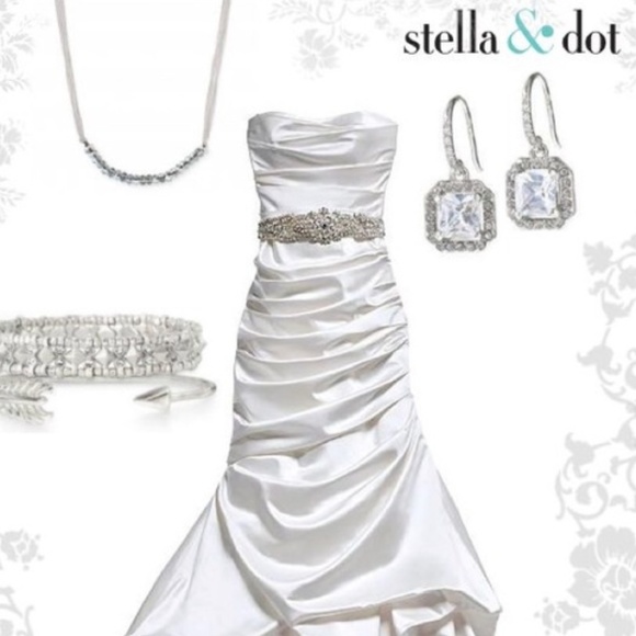 Stella & Dot Sterling Silver & Deco Czech Crystal Drop Crystal Wedding E… - Picture 4 of 9